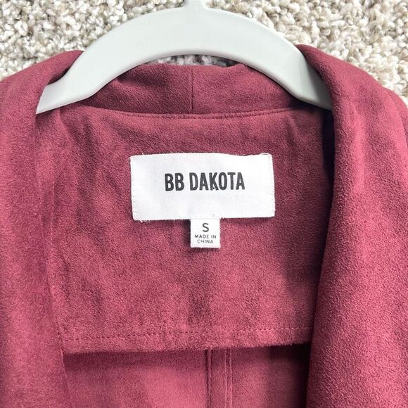 BB Dakota Jacket Women’s Small Dark Red Faux Suede Open Waterfall Front - Picture 2 of 6